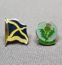 Vintage Scotland Lapel Pins (2) Scottish Thistle &amp; The St Andrew&#39;s Cross... - $16.83