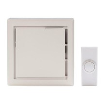 Hampton Bay Wireless Square Plug In Door Bell Kit in White/Gray Push Button - $18.99