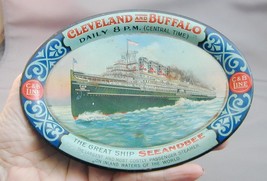 Antique Cleveland &amp; Buffalo Seeandbee Steamer Line Tip Tray Great Graphics - $250.00