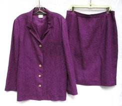 Harve Benard Holtzman 100% Linen Purple Jacket Skirt Suit Size 14 Ukrain... - $28.49