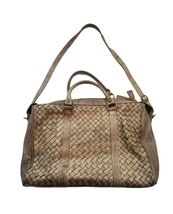 ABA Made In Italy Tan Leather Woven Purse handBag crossbody - $78.21