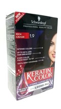 Schwarzkopf Keratin Color Permanent Hair Color Cream, 1.9 Rich Caviar NEW - £10.94 GBP