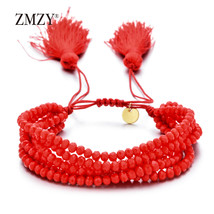 ZMZY New Handmade Layer Stacked Miyuki Beads Bracelet Tassel Crystal Charm Brace - £9.67 GBP