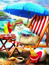 Framed canvas art print giclee cute Beach cats funny animals ocean - £31.84 GBP+