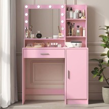 Pink Vanity Desk with Mirror &amp; Lights - €166,81 EUR