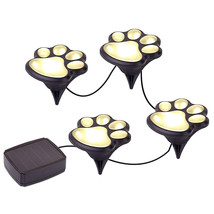 Set of 4 LED Paw Print Solar Power Outdoor Garden Lights - $12.82