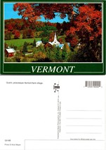 Vermont Fall Autumn Tree Leaves Farm Village Red Barn Church Vintage Postcard - £7.55 GBP