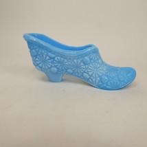 Vintage Opaque Turquoise Blue Daisy and Button Glass Shoe, Slipper ADK0T - £9.59 GBP