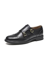 Monk Shoes Women Calfskin Leather Buckle Strap Brogue Style Round Toe Ca... - £133.46 GBP