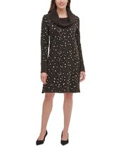 Tommy Hilfiger Cowlneck Leopard-Print Sweater Dress - Size Large New - $40.00