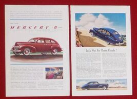 Lot of 2 Color Magazine Car / Automobile Print Ads 1939 MERCURY, 1941 LI... - $6.64