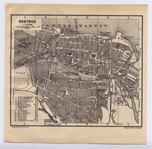 1904 Original Antique City Map Of Rostock / MECKLENBURG-VORPOMMERN / Germany - £17.07 GBP