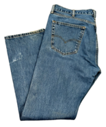 Levis 505 Blue Jeans Mens Size 38x34 Medium Wash Denim Regular Fit Fly Zip - £11.53 GBP