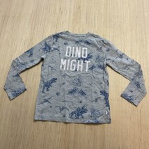 Gap Kids Dino Might Gray Blue Dinosaur Long Sleeve Tshirt Medium  - $9.75