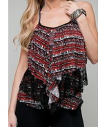 Cozy S&amp;S Casual Juniors 2XL Halter Shirt Red Black Lace Layered Sexy Com... - £3.94 GBP