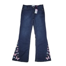 Beautees Flare Jeans Girls Size 16 Embroidered Buterflies Blue - $14.84