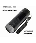 LED 9 BULB 3.5 INCH BLACK FLASHLIGHT W/ PUSH BUTTON WRIST STRAP 200 LUMENS - €2,40 EUR