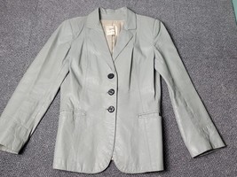 H Bar C Jacket Women&#39;s 10 Leather Fitted Blazer Western Cowgirl Coat Bluish Gray - £38.13 GBP
