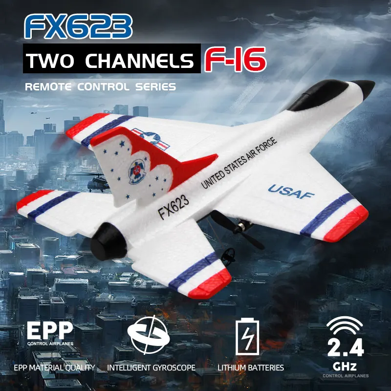 FX623 RC Airplane F-16 Drone 2.4G Aircraft 2CH Fixed-wing EPP Electric Model - £32.82 GBP