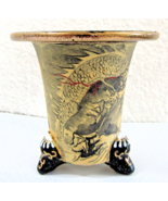 Japanese Bonsai Orchid Omoto Pot Dragon Ochre Color Hand Painted 3 3/8&quot; ... - £76.35 GBP