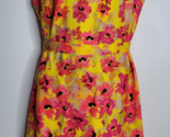 Ann Taylor LoftDress 6 Tie Waist Yellow Pink Spring Flowers Womens  Flor... - £18.04 GBP