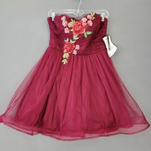 Speechless Women Dress Size 14 Juniors Red Mini Formal Preppy Strapless Floral - £34.75 GBP