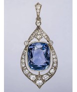 Circa 1930&#39;s Cushion Cut Sapphire Antique Vintage Pendant, Engagement We... - £159.87 GBP