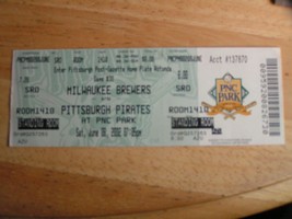 MLB Pittsburgh Pirates Vs Milwaukee Brewers 6/8/2002 Ticket Stub - £2.75 GBP