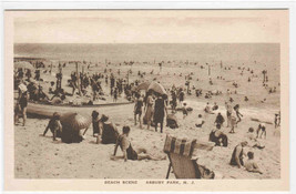 Beach Scene Crowd Asbury Park New Jersey Albertype postcard - $6.44