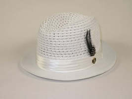 Men's BRUNO CAPELO Stingy Brim Fedora Braid Straw Hat Santa Cruz SC615 White image 4