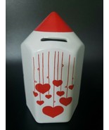 Vintage Waechtersbach Ceramic 6.5&quot; tall Coin Bank White with Red Hearts ... - £47.95 GBP