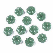 Glass Clover Beads Green St. Patrick&#39;s Day Jewelry Supplies 4 Leaf Shamrock 10pc - £1.51 GBP