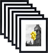 8x10 Picture Frame Set of 6, Display Pictures 5x7 with Mat or 8x10 Without Mat - £10.79 GBP
