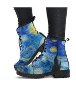 Combat Boots - Vintage Art, Vincent van Gogh: The Starry Night | Custom Shoes, V - £70.57 GBP