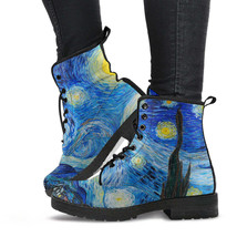 Combat Boots - Vintage Art, Vincent van Gogh: The Starry Night | Custom ... - £70.75 GBP