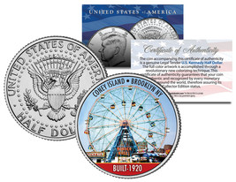 Coney Island Wonder Wheel Colorized Jfk Kennedy Half Dollar Us Coin Brooklyn Ny - £6.78 GBP