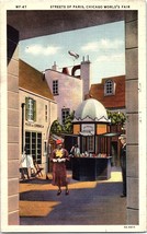 Postcard 1933 Chicago World&#39;s Fair Streets Of Paris Lady In Red Hat Peeking Gent - £5.52 GBP