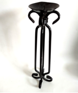 Vintage Rustic Scroll Wrought Iron Floor Pillar Candle Holder 16&quot; - £34.59 GBP