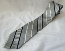Mens Bruno Piattelli Roma silver stripped necktie Hand Made 100% silk - £7.96 GBP