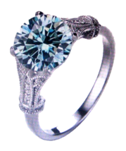 925 Sterling Silver Sz. 8 Ring with Light Blue 3 Ct. Moissanite with Accents - £47.32 GBP