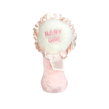 6&quot; Vintage Baby Girl Ribbon Pink Satin Trim Rattle Stuffed Animal Plush Toy Soft - £29.61 GBP