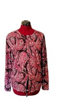 Croft &amp; Barrow Cardigan Sweater Multicolor Women Cotton Paisley Size Medium - £26.33 GBP