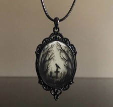 Black Raven Necklace - Rope Pendant -  Gothic - Halloween Jewellery - £7.77 GBP