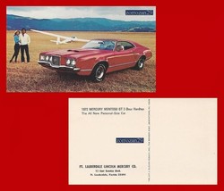 1972 MERCURY MONTEGO GT 2-Door HARDTOP VINTAGE COLOR POSTCARD - USA - BE... - £5.87 GBP