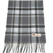 Men Winter100% Cashmere Scarf Wrap Plaid Gray/Silver Made In England #10... - £15.76 GBP