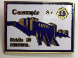 Vintage Lions Club Lapel Pin District 115 Portugal 1987 Blue White Gold Badge - £12.64 GBP