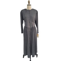 Liz Claiborne VTG 1980s Gray Midi Dress Wide Waistband NWT Secretary Cor... - $69.25