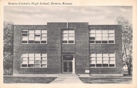 Seneca Kansas Seneca Catholic High School Postcard 1940s - $6.32