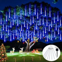 Solar Christmas Lights Outdoor Waterproof Blue Solar Meteor Shower Rain Lights 8 - £29.07 GBP