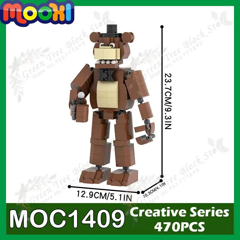 MOC1409 470PCS Creative Brown Bear Building Blocks Horror Game Midnight Bear - $43.01